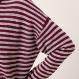 Camisola de Caxemira Mongol 100% com Ombreiras Descaídas e Padrão de Riscas RAINA