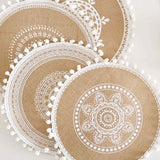 Nordic Woven Jute Placemat Round Fringe Decorative Heat-Resistant Mat
