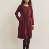 Vestido de Lã Merino com Detalhes Franzidos na Cintura