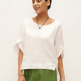 Pullover LAUREL 100% Linho com Decote Redondo e Mangas Curtas