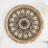Nordic Woven Jute Placemat Round Fringe Decorative Heat-Resistant Mat