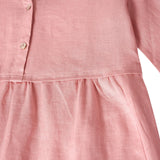 Vestido Maxi LUNA 100% Linho com Cintura Franzida e Botões de Ajuste