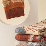 Conjunto de 5 Pares de Meias Jacquard de Algodão Penteado de Cano Médio