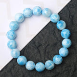 Pulseira de Cristal Larimar Dominicano com Padrões Oceânicos