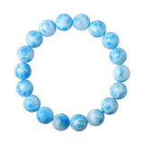 Pulseira de Cristal Larimar Dominicano com Padrões Oceânicos