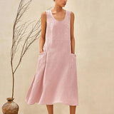 Vestido de Praia em Linho 100% com Balanço GIANA