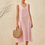 Vestido de Alças de Praia 100% Linho GIANA