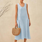 Vestido de Alças de Praia 100% Linho GIANA