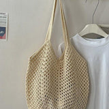 Cotton Woven Openwork Beach Tote Bag