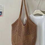 Cotton Woven Openwork Beach Tote Bag