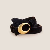 Cinto de luxo em pele de vaca com fivela de liga oval