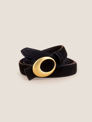 Cinto de luxo em pele de vaca com fivela de liga oval