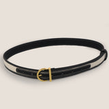 Cinto em Pele de Vaca Premium e Tecido Patchwork com Fivela de Liga