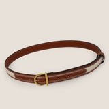 Cinto em Pele de Vaca Premium e Tecido Patchwork com Fivela de Liga