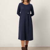Vestido Midi ALYSSA Plissado Assimétrico na Cintura