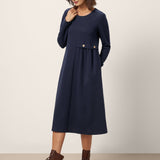 Vestido Midi ALYSSA Plissado Assimétrico na Cintura