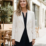 Blazer Cruzado com Lapela de Pico em Linho IRIS
