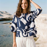 Linen Layered Asymmetric Top NOREEN