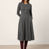 Vestido Maxi BREE de Caxemira com Painel e Botões
