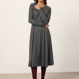 Vestido Maxi BREE de Caxemira com Painel e Botões