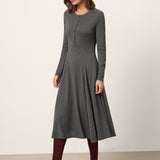 Vestido Maxi BREE de Caxemira com Painel e Botões
