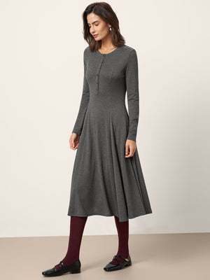 Vestido Maxi BREE de Caxemira com Painel e Botões