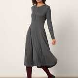Vestido Maxi BREE de Caxemira com Painel e Botões