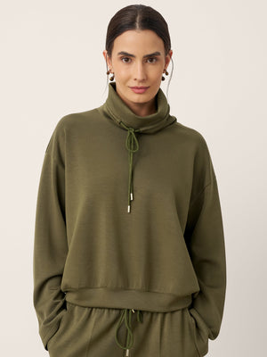 Camisola de Gola Alta de Manga Comprida com Cordão CIEL