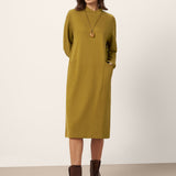 Vestido Midi ALANI de Algodão com Gola Transpassada