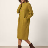 Vestido Midi ALANI de Algodão com Gola Transpassada
