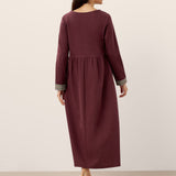 Vestido Maxi Casual de Algodão Orgânico com Punho e Gola Redonda Retalhados SCARLETT