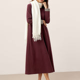 Vestido Maxi Casual de Algodão Orgânico com Punho e Gola Redonda Retalhados SCARLETT