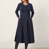 Vestido midi de cintura plissada BEATRICE