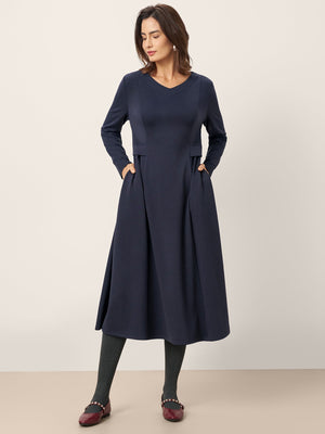 Vestido midi de cintura plissada BEATRICE