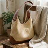 Artisanal Handwoven Colorblock Bucket Bag for Effortless Coastal Style