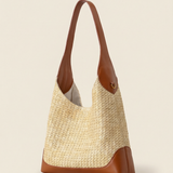 Artisanal Handwoven Colorblock Bucket Bag for Effortless Coastal Style