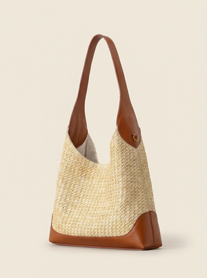Artisanal Handwoven Colorblock Bucket Bag for Effortless Coastal Style
