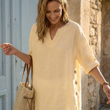 Top Oversized com Bainha Curva em Linho 100% DAPHNEA