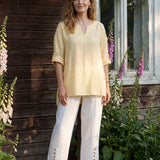 Top Oversized com Bainha Curva em Linho 100% DAPHNEA