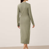 Vestido midi transpassado decote em V elástico MARNIE