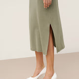 Vestido midi transpassado decote em V elástico MARNIE