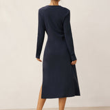 Vestido midi transpassado decote em V elástico MARNIE