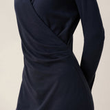 Vestido midi transpassado decote em V elástico MARNIE