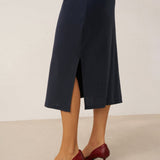Vestido midi transpassado decote em V elástico MARNIE