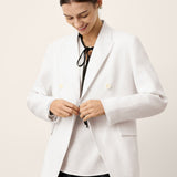 Blazer Cruzado com Lapela de Pico em Linho IRIS
