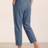 Calças Heidi Simples de Linho com Braguilha de Botões