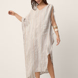 Vestido Maxi NADIA em Linho Assimétrico com Cordão