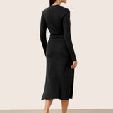 Vestido midi transpassado decote em V elástico MARNIE