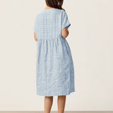 Vestido Midi de Linho com Bainha Franzida e Decote em V SYDNEY