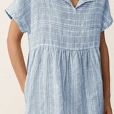 Vestido Midi de Linho com Bainha Franzida e Decote em V SYDNEY